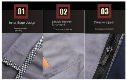 Mens Factory Work Shirt Uniform Long Sleeve Turn-down Collar Workwear Motor Mechanic Repair Workshop Two-pocket T-shirts Tops