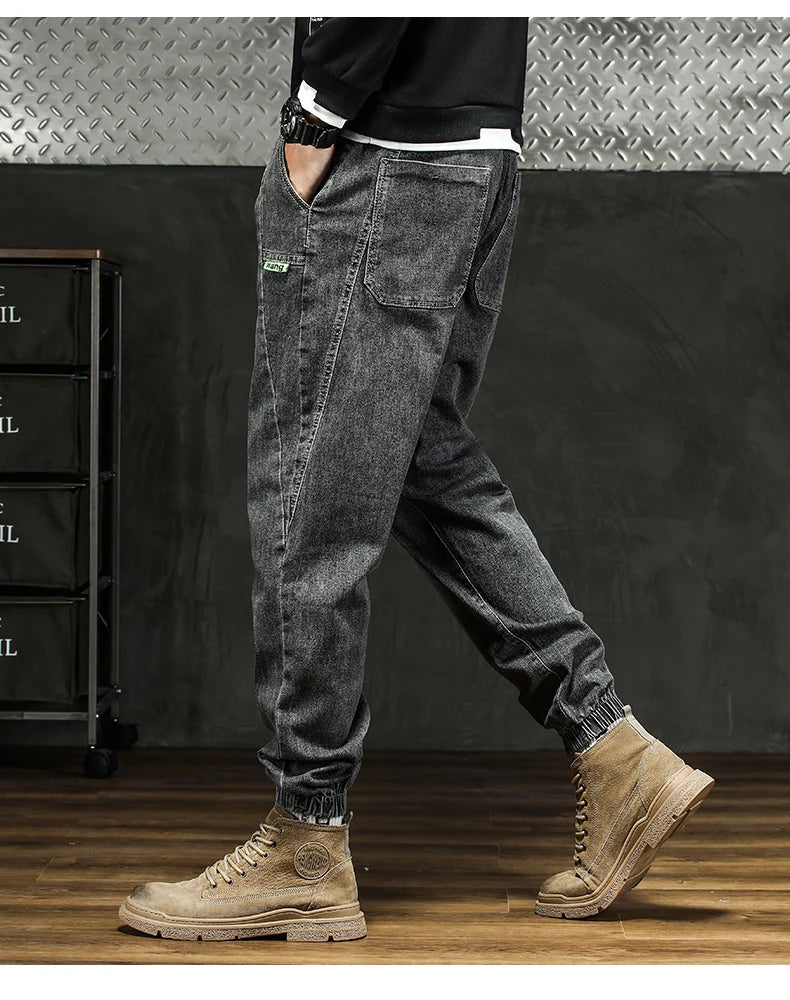 Men Outdoor Workwear Style Stretch Cuffed Tapered Pants Summer Autumn Comfortable Versatile Casual Harem Long Pants Plus Size5XL