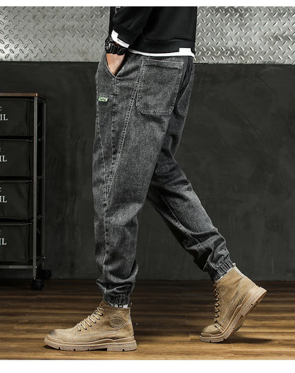Men Outdoor Workwear Style Stretch Cuffed Tapered Pants Summer Autumn Comfortable Versatile Casual Harem Long Pants Plus Size5XL
