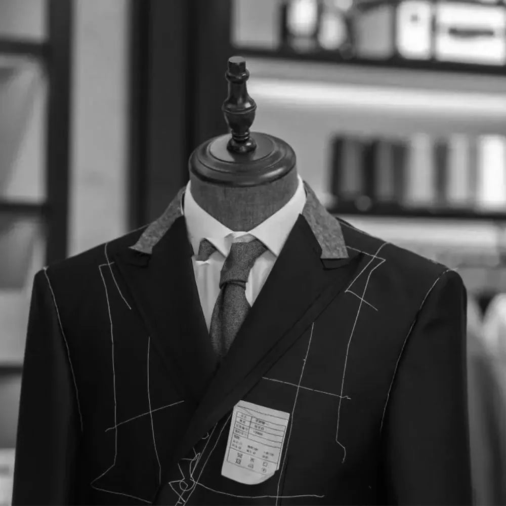 Men's two-piece suit, double-buttoned lapel jacket and pants | slim-fitting wedding/business attire | formal party wear