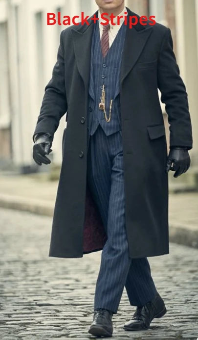 Mens Winter Groom Wear Wedding Dress Business Suit Party Suit Herringbone Tweed 4Piece (Overcoat+Jacket+Pant+Vest)