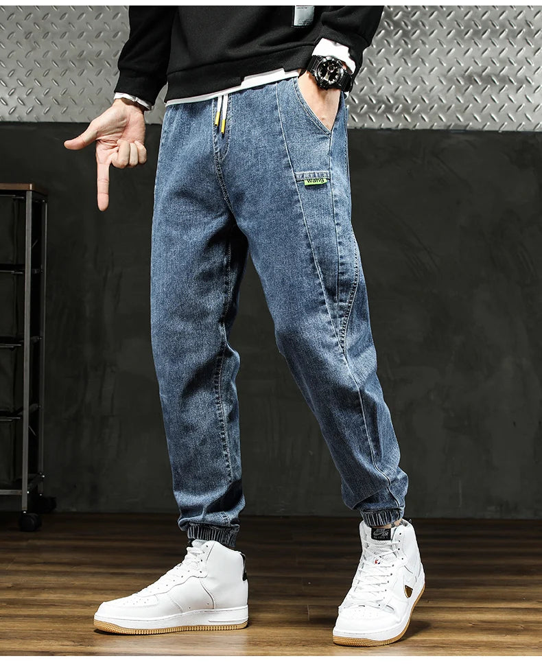 Men Outdoor Workwear Style Stretch Cuffed Tapered Pants Summer Autumn Comfortable Versatile Casual Harem Long Pants Plus Size5XL