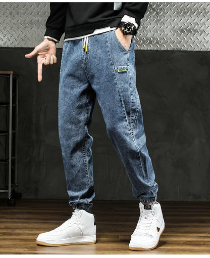 Men Outdoor Workwear Style Stretch Cuffed Tapered Pants Summer Autumn Comfortable Versatile Casual Harem Long Pants Plus Size5XL