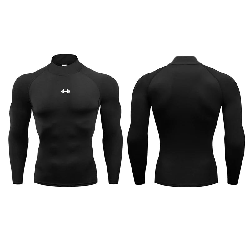 Mens Running T-shirts Compression Long Sleeve Sport Shirts Dumbbell Fitness Training Jogging Gym Sportswear Quick Dry Rashgard