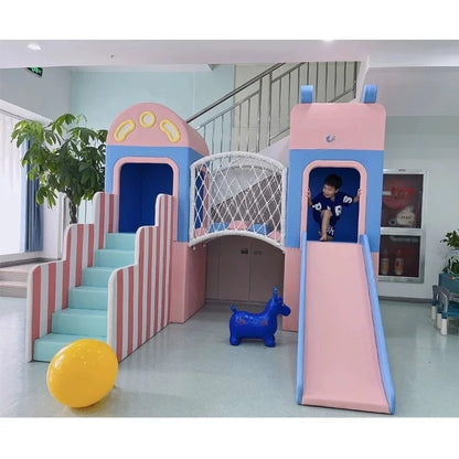 Safely Colorful Indoor Equipment for Kids Playground Playhouse Slide Bridge Climber Castle Soft Play Equipment Rental Soft Play