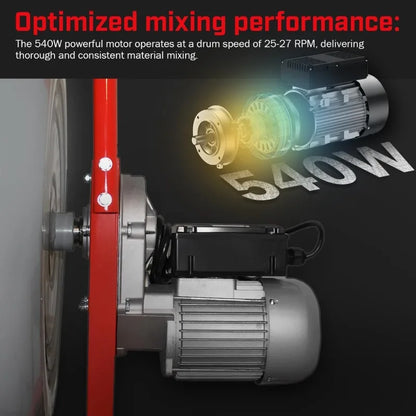 POPULAR4.6 cu. ft. Cement Mixer Portable Mixing Cement Mixer Drive Gearbox 560W Portable Electric Concrete Mortar Barrow Machine